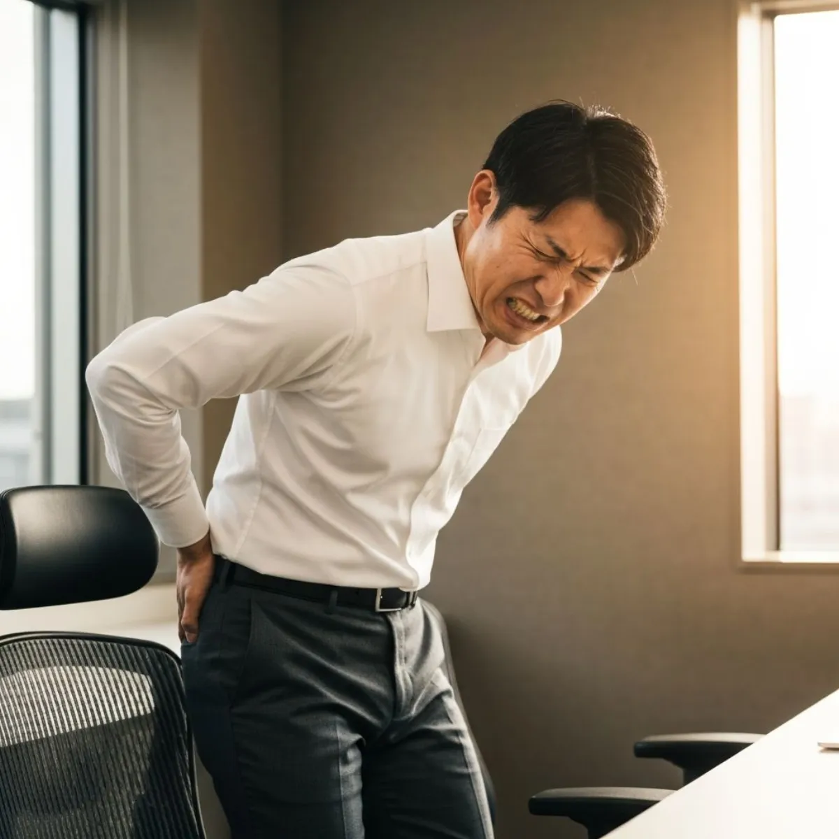 腰痛で悩む男性